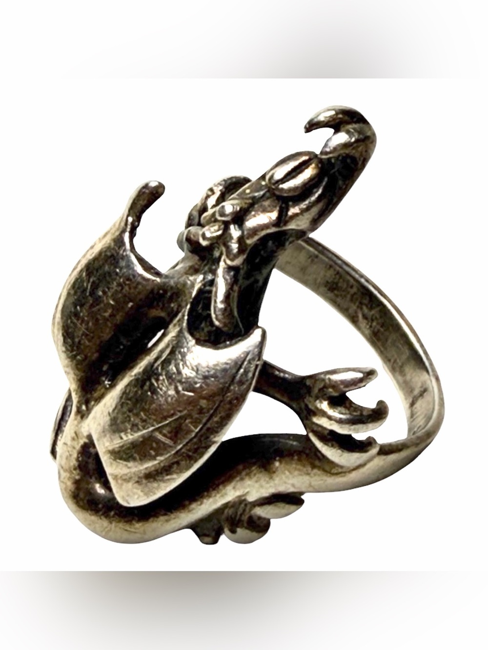 Open Wing Dragon Wrap Silver 925 Ring - Statement Jewelry